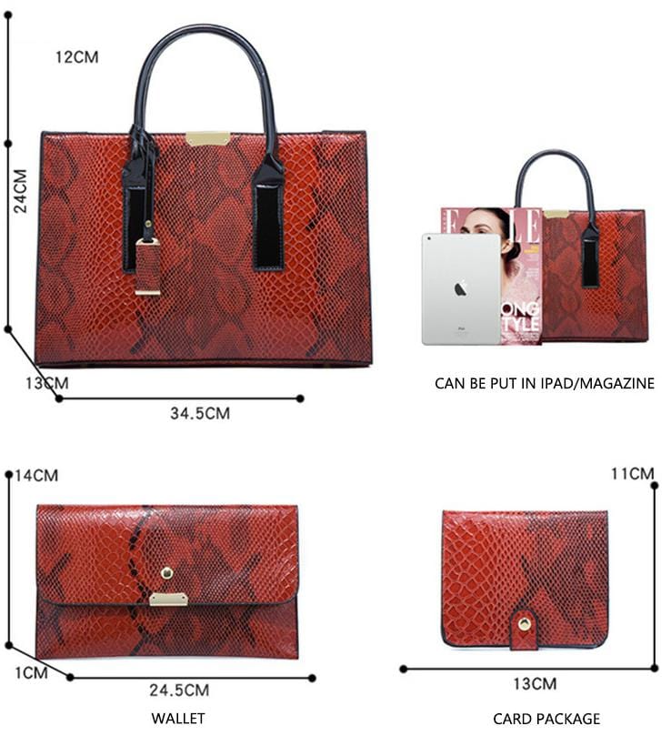New Fashion Luxury Handbags 3 PCS Set Women Composite Bags Handbag Female Clutch Bag Purse and Handbag Set