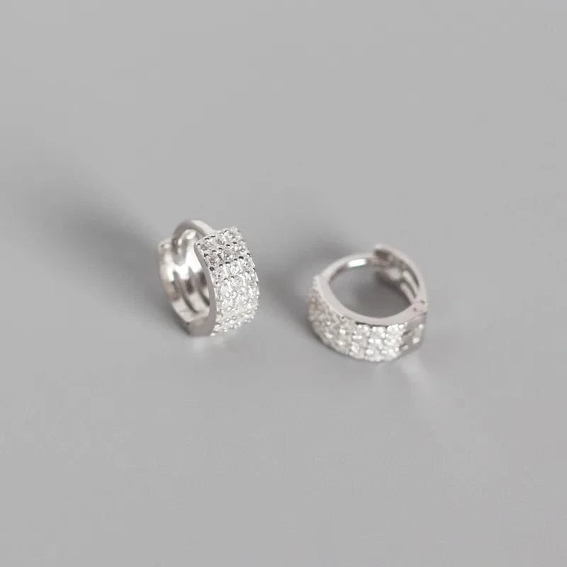 NEW fashion minimalist earrings 925 sterling silver diamond hoop earrings gold plated small zirconia huggie earrings for women