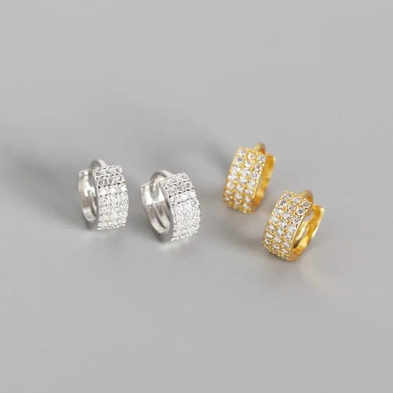 NEW fashion minimalist earrings 925 sterling silver diamond hoop earrings gold plated small zirconia huggie earrings for women