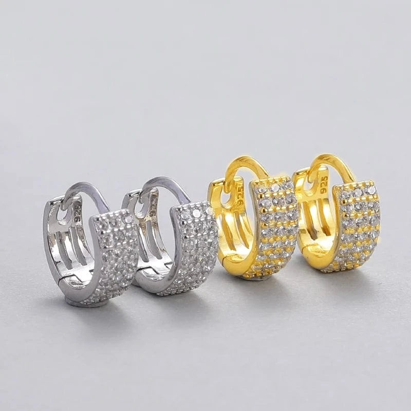 NEW fashion minimalist earrings 925 sterling silver diamond hoop earrings gold plated small zirconia huggie earrings for women