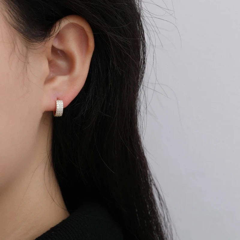 NEW fashion minimalist earrings 925 sterling silver diamond hoop earrings gold plated small zirconia huggie earrings for women