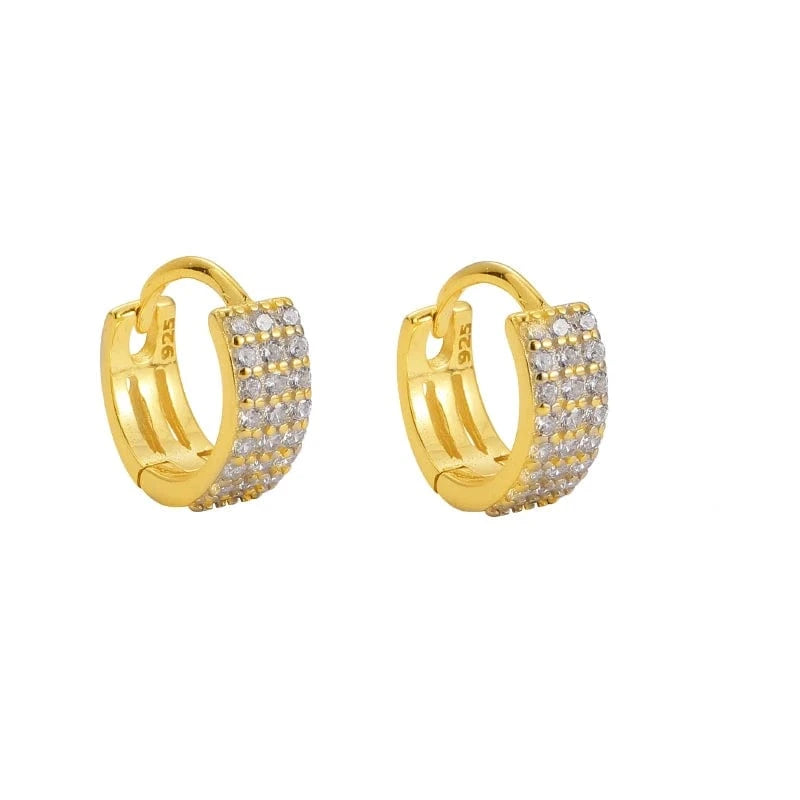 NEW fashion minimalist earrings 925 sterling silver diamond hoop earrings gold plated small zirconia huggie earrings for women