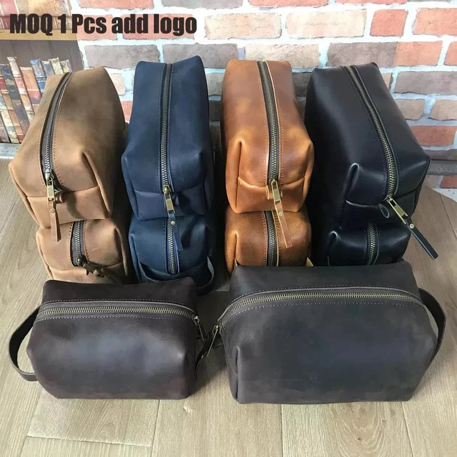 New fashion toiletry bag men leather travel toiletry bag Unisex Pouch for Travelling toiletry kit