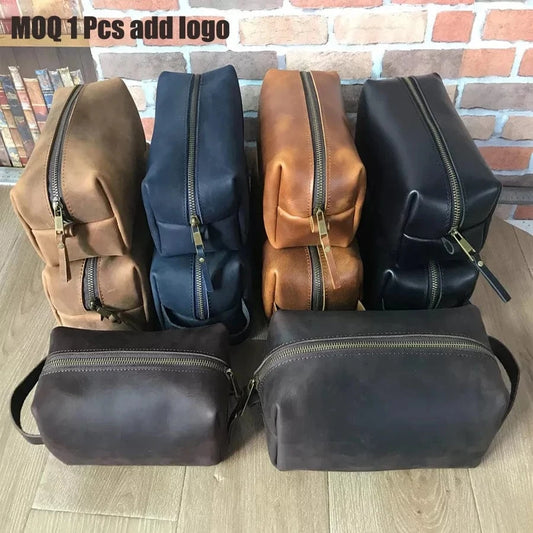 New fashion toiletry bag men leather travel toiletry bag Unisex Pouch for Travelling toiletry kit