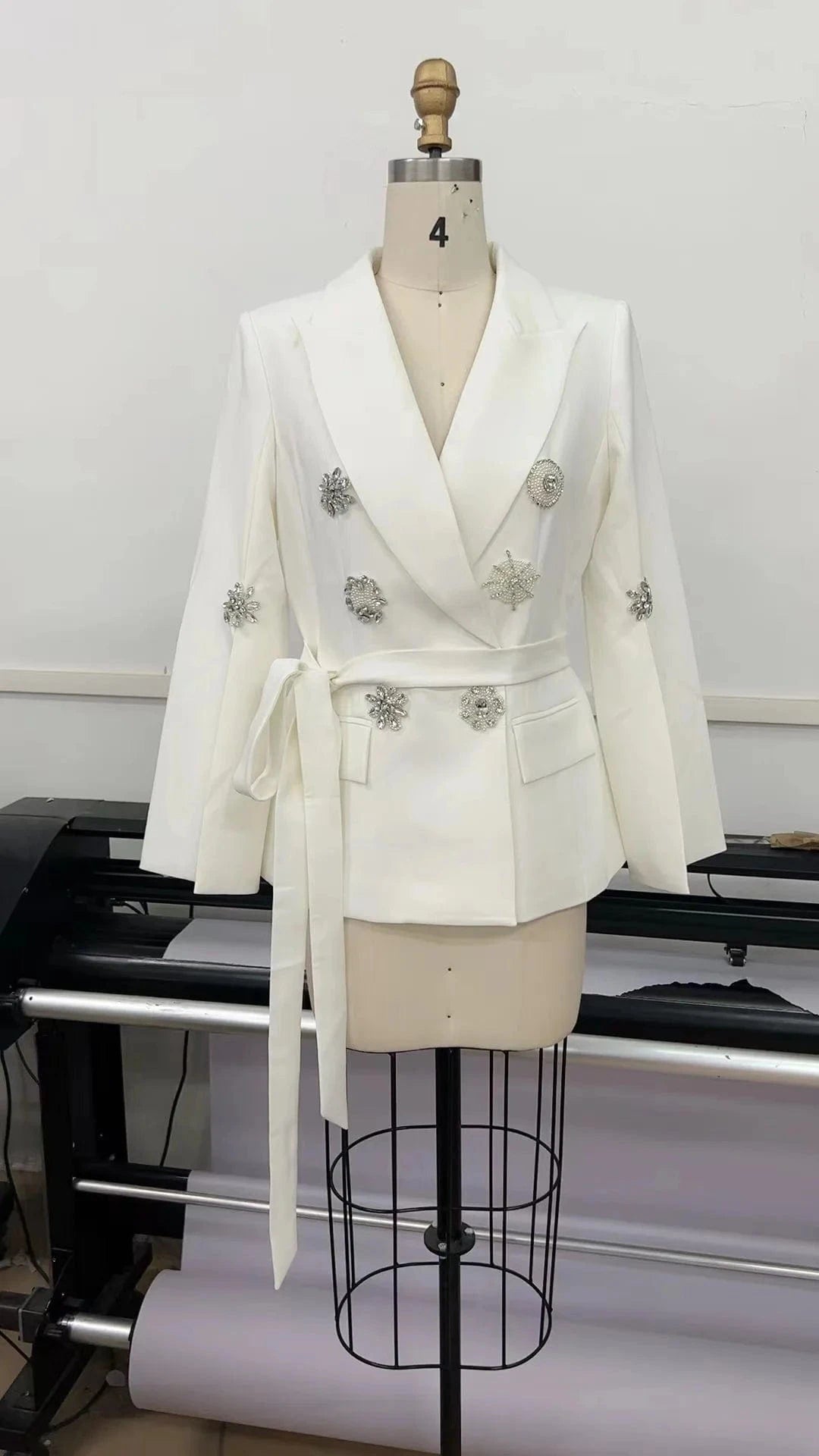 New Fashion Women's Handmade Beading Rhinestone Belt Women's Blazer Jacket