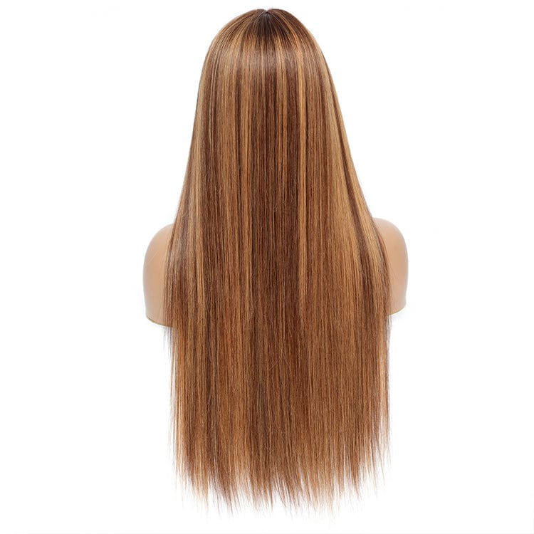 New fashional piano colored lace frontal human hair wig,P4/27 double drawn ombre color highlight T Part lace Front Wig