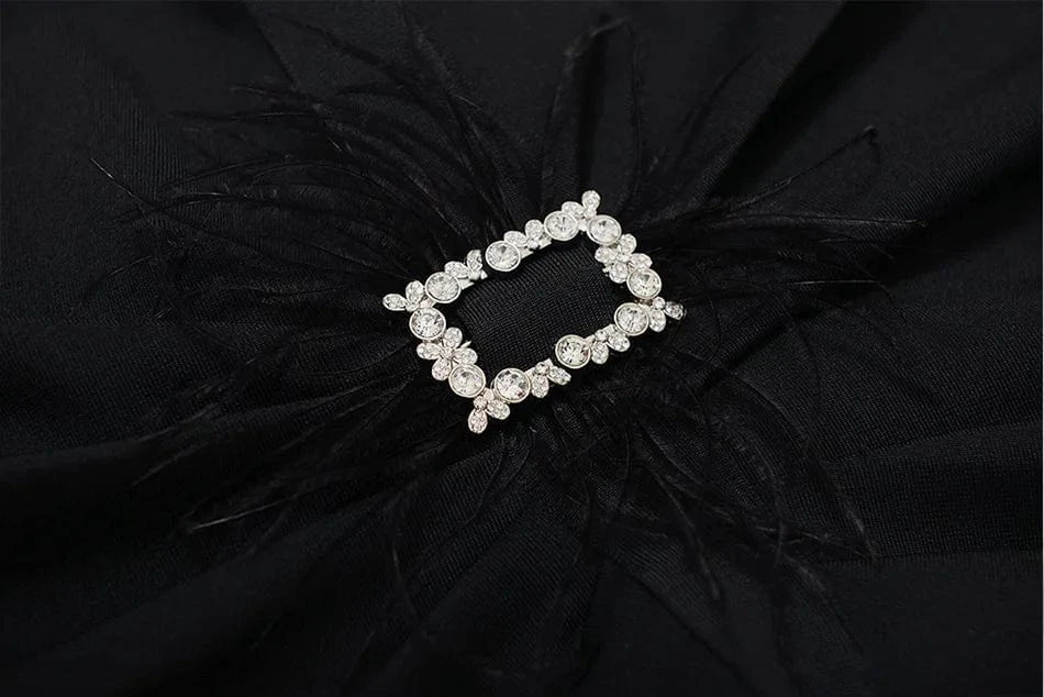 New Feather Bandage Dress Bodycon High Quality Elegant Evening Dresses Fashion Party Ball Gowns Summer Casual Vestidos For Woman