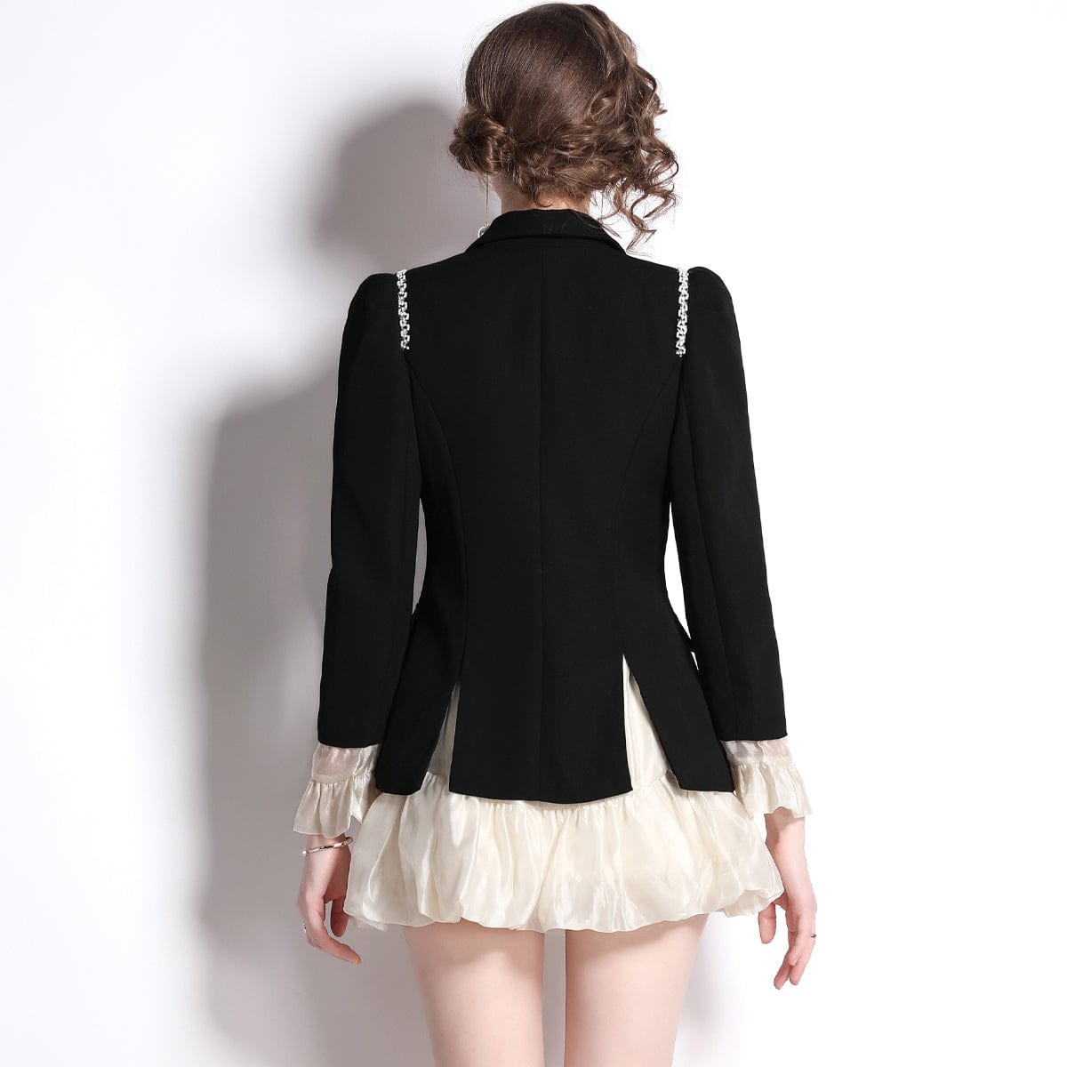 New French skirt two-piece black suit suit women send belt HL80070135