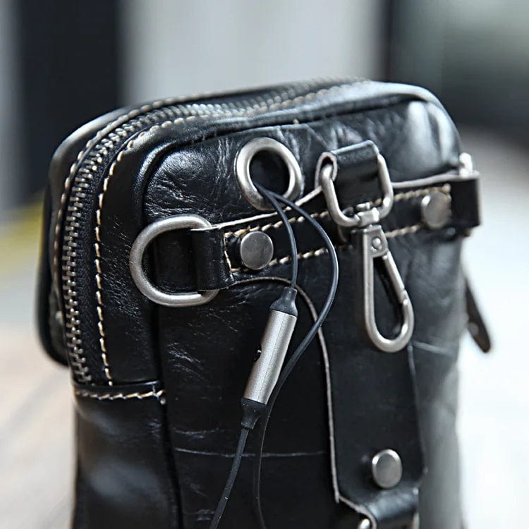 New High Quality Handcrafted Vegetable Tanned Leather Casual Men's Waist Bag Cowhide Retro Chest Fanny Pack Men's Leather