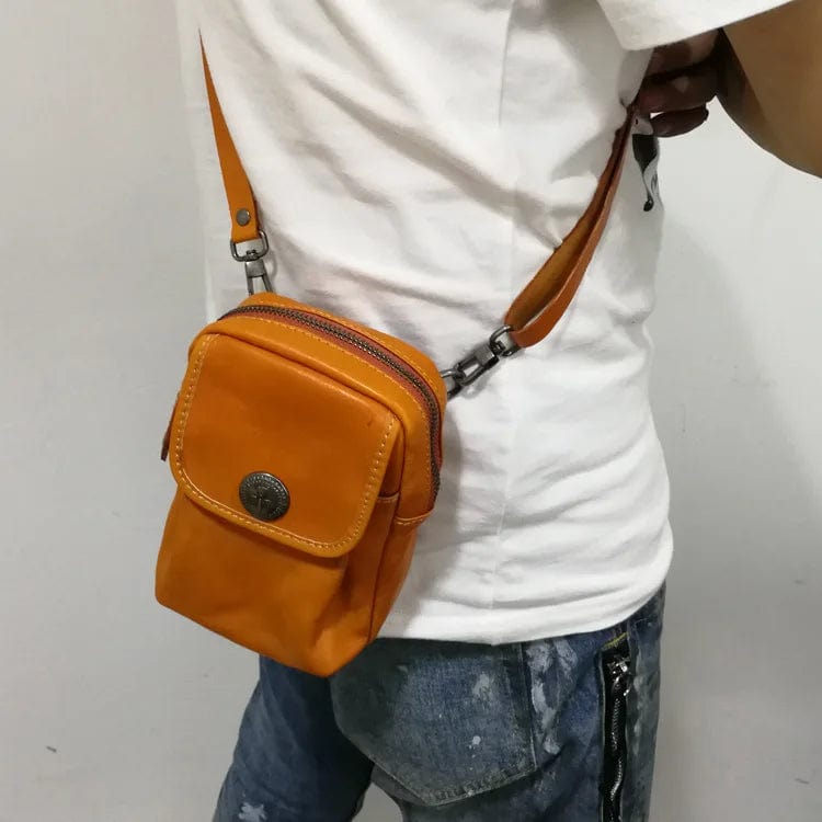 New High Quality Handcrafted Vegetable Tanned Leather Casual Men's Waist Bag Cowhide Retro Chest Fanny Pack Men's Leather