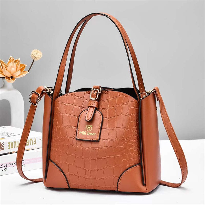 New hot selling wholesale ladies bucket bag designer light luxury messenger shoulder bag crocodile leather woman's handbag