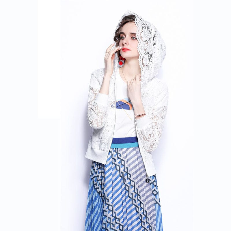 New lace sun protection clothing thin lace hollow out French cardigan HJW9885048