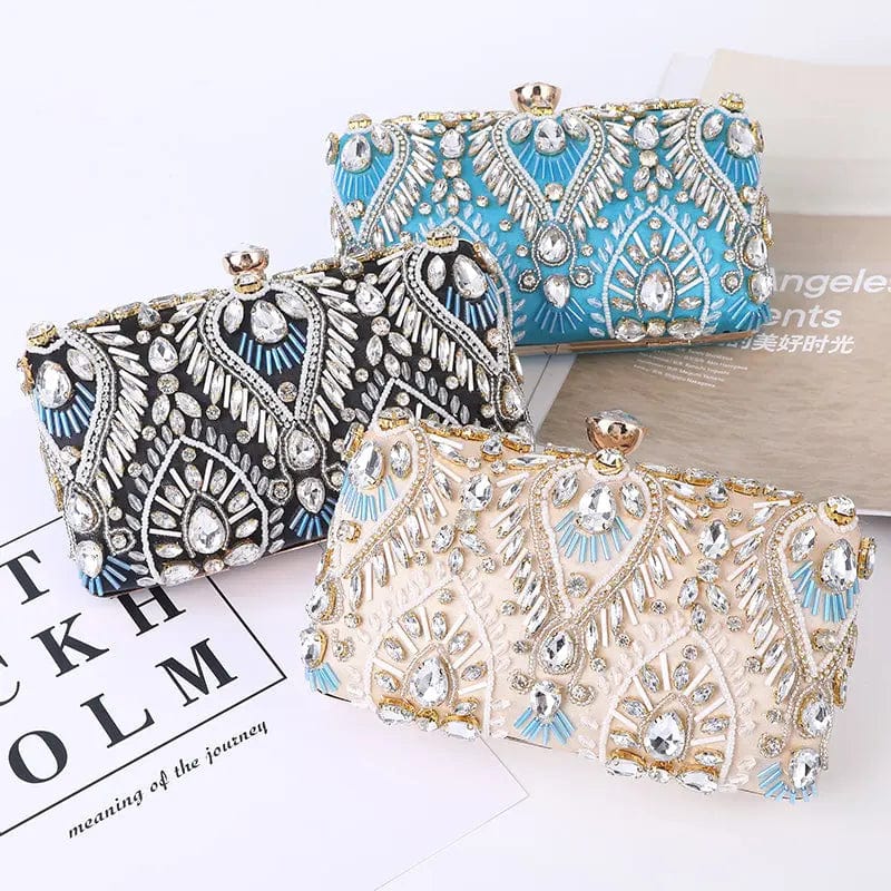 New Ladies Party Wedding Handmade Crystal Diamond Rhinestone Clutch Evening Bags Dinner Beaded Embroidered Clutch Bag