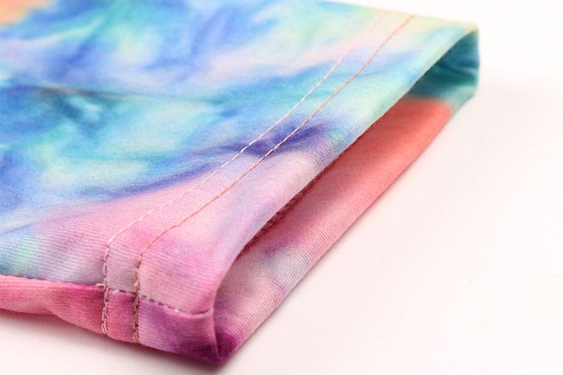 New Long T Shirt Long Sleeve Tie Dyeing T Shirt Fashion Personalized Printing Women 1 Piece High Waist Elastic Print Pattern