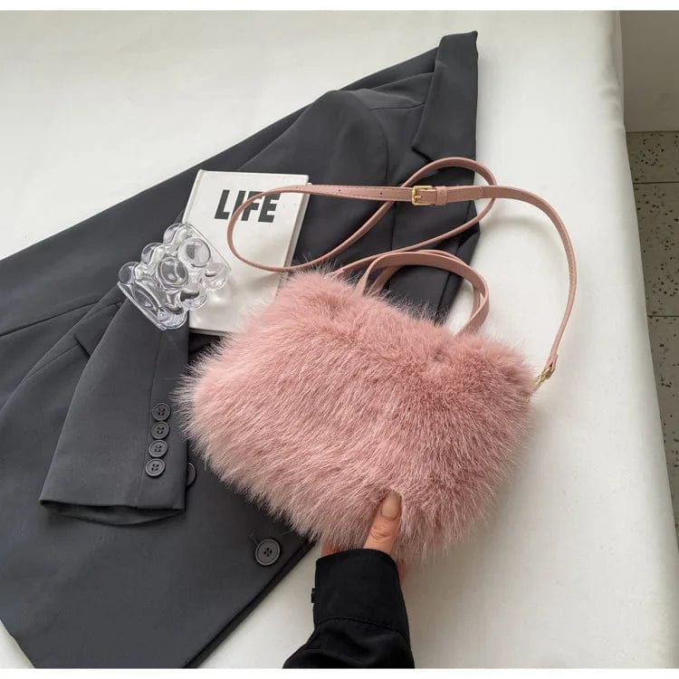 New luxury Winter Warm Cute Plush Fur Shoulder High Quality Ladies Fashion Small Square tote bags for women women's handbag bag