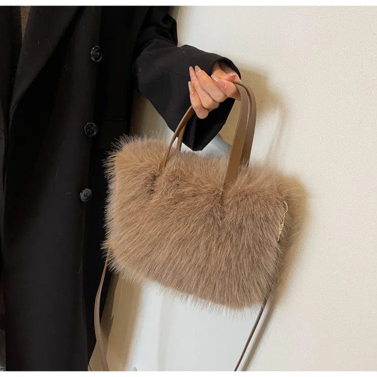 New luxury Winter Warm Cute Plush Fur Shoulder High Quality Ladies Fashion Small Square tote bags for women women's handbag bag
