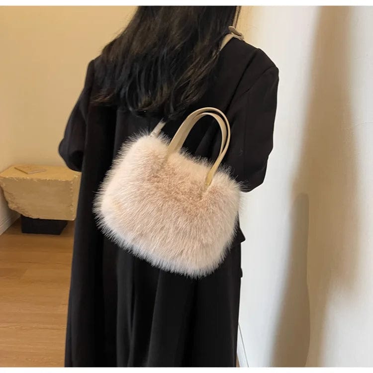 New luxury Winter Warm Cute Plush Fur Shoulder High Quality Ladies Fashion Small Square tote bags for women women's handbag bag