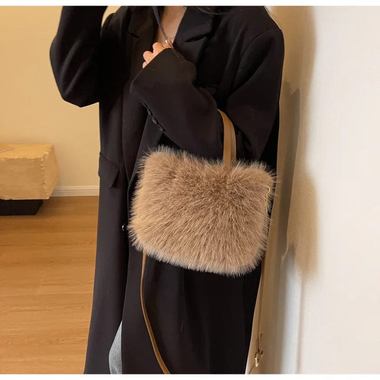 New luxury Winter Warm Cute Plush Fur Shoulder High Quality Ladies Fashion Small Square tote bags for women women's handbag bag