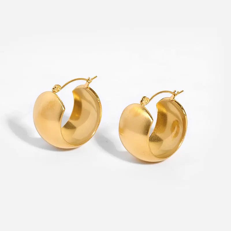 New Mesh/Rotating Geometric Huggie Hoop Earrings Titanium Steel Gold Plated Color Preservation Circle C Earrings