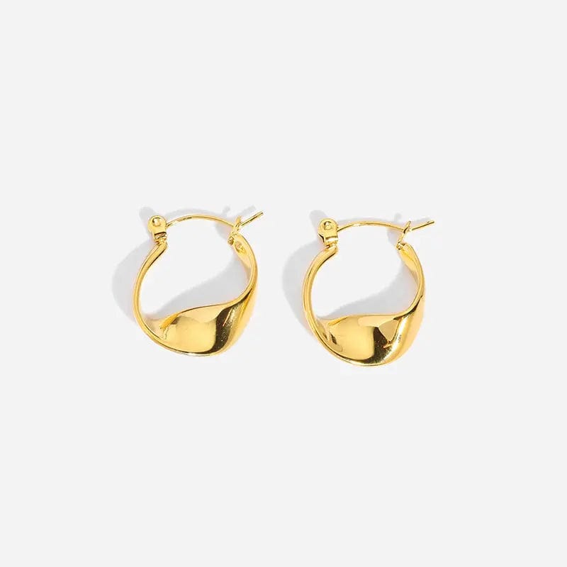 New Mesh/Rotating Geometric Huggie Hoop Earrings Titanium Steel Gold Plated Color Preservation Circle C Earrings