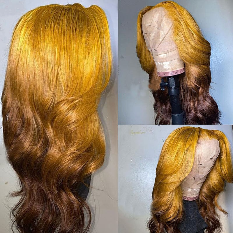 New Ombre Pink Blue Colour Brazilian Virgin Cuticle Aligned Human Hair Transparent Lace Front Wigs