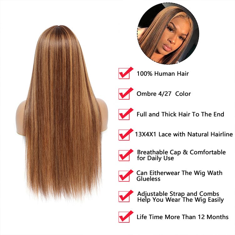 New piano colored swiss lace frontal Wig raw human hair 160% density ombre color highlight wig
