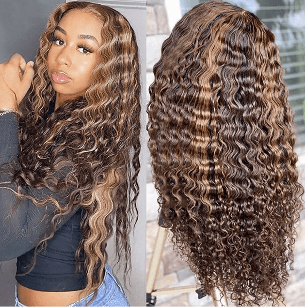 New piano colored swiss lace frontal Wig raw human hair 160% density ombre color highlight wig