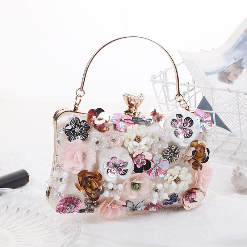 new pink LOVEVOOK 2022 brand designer luxury Handmade flower evening bag women high quality crystal party wedding bride ladies clutch bag