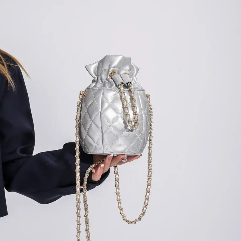 New Quilted Bucket Tote Bag For Women Crossbody Female Handbag Diamond Lattice Small PU Luxury Designer Fashion Shoulder Bags