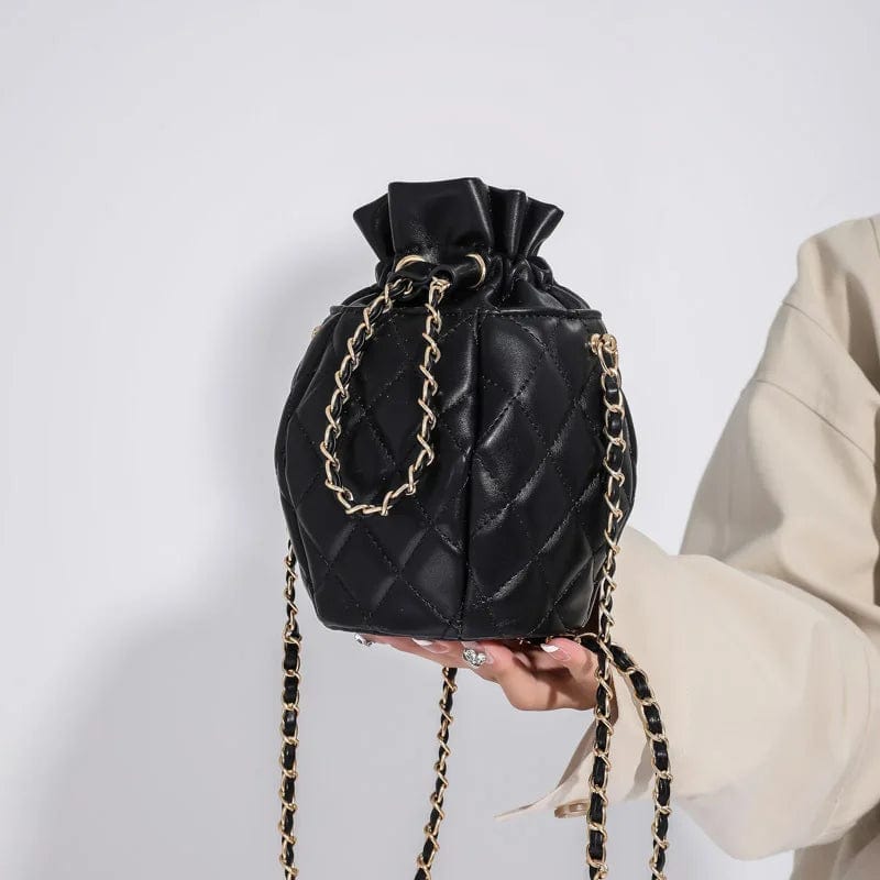 New Quilted Bucket Tote Bag For Women Crossbody Female Handbag Diamond Lattice Small PU Luxury Designer Fashion Shoulder Bags