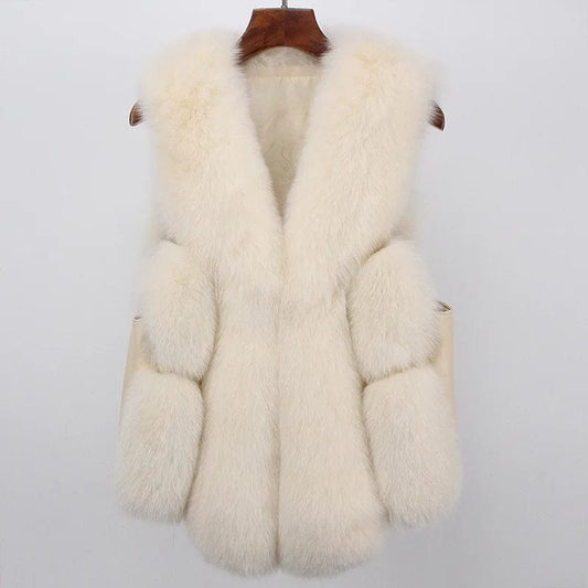 New Real Fox Fur Vest Women's Small Short End Fox Fur Coat Women's Clothing
