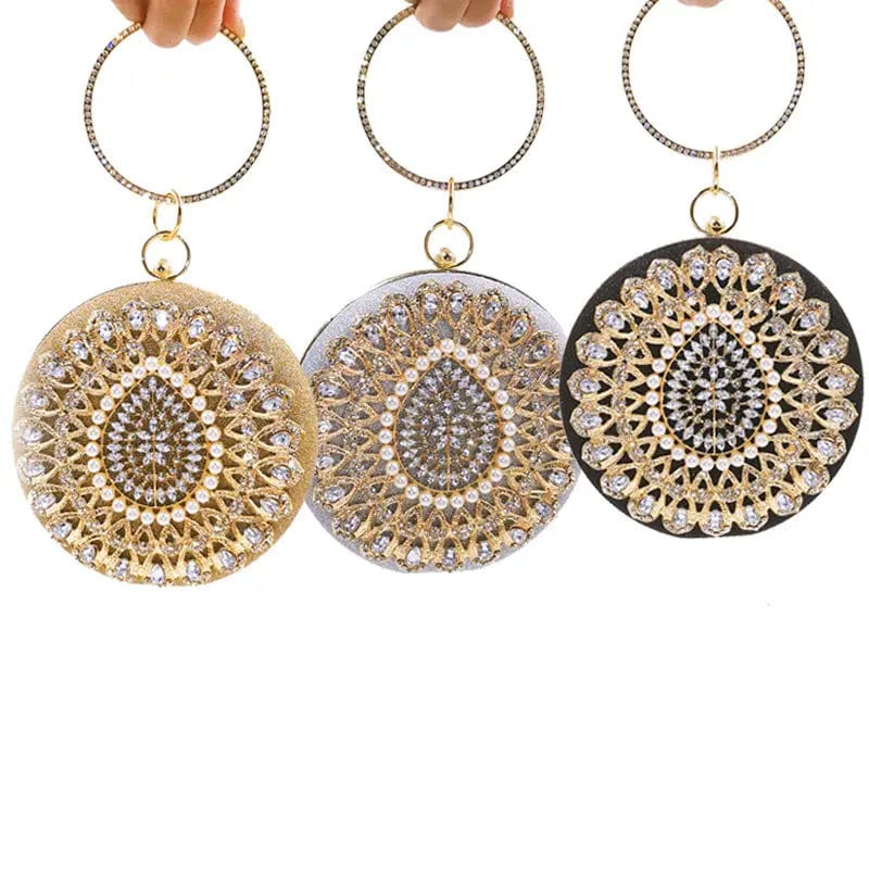 New Round Dinner Bag Rhinestone Decorative Party Handbag Woman Luxury Evening Bags
