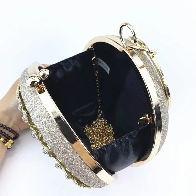 New Round Dinner Bag Rhinestone Decorative Party Handbag Woman Luxury Evening Bags