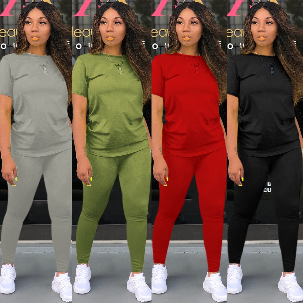NEW solid color long pants plus size 2 piece sets women  fashion 2 pcs set womens clothing two piece 2 piece fall sets