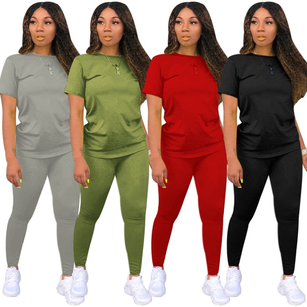 NEW solid color long pants plus size 2 piece sets women  fashion 2 pcs set womens clothing two piece 2 piece fall sets