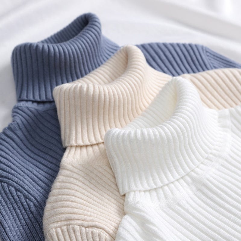 New Spring Autumn Knit Long sleeve Turtleneck Pullover Solid Color High Neck Jumper Bottoming Shirt Knitted Sweaters T15501Y