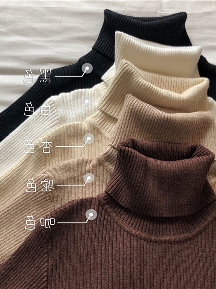 New Spring Autumn Knit Long sleeve Turtleneck Pullover Solid Color High Neck Jumper Bottoming Shirt Knitted Sweaters T15501Y