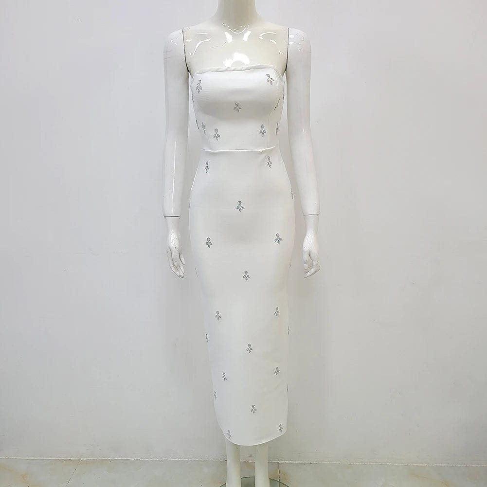 New Stock and Ready for Ship Sexy White Celebrity Night Club Runway Bodycon Party Dress