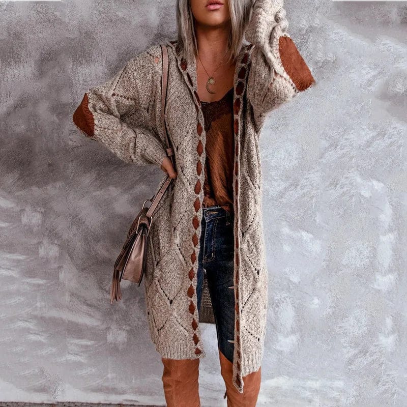 New Streetwear Patchwork Hooded Sweaters Colorblock Knitwear Long Sleeve Cardigan Women Sweater Jacket Plus Size 5xl