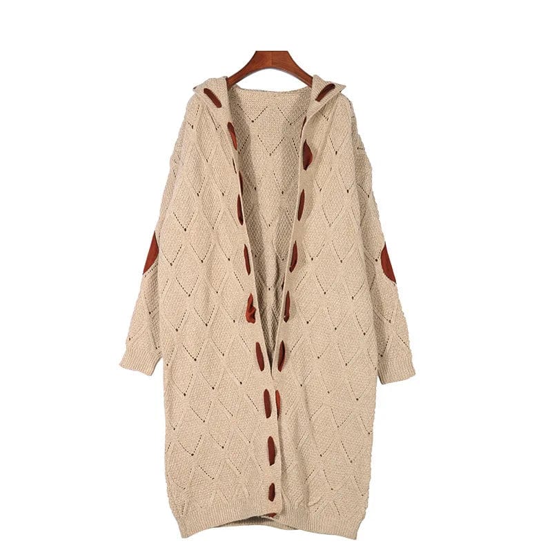 New Streetwear Patchwork Hooded Sweaters Colorblock Knitwear Long Sleeve Cardigan Women Sweater Jacket Plus Size 5xl