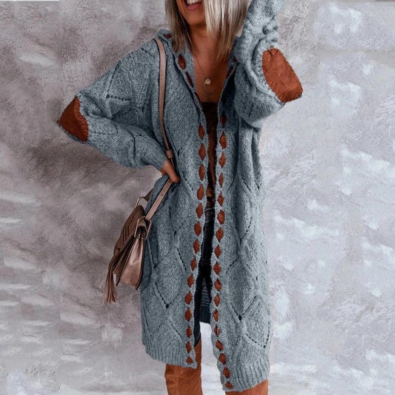 New Streetwear Patchwork Hooded Sweaters Colorblock Knitwear Long Sleeve Cardigan Women Sweater Jacket Plus Size 5xl