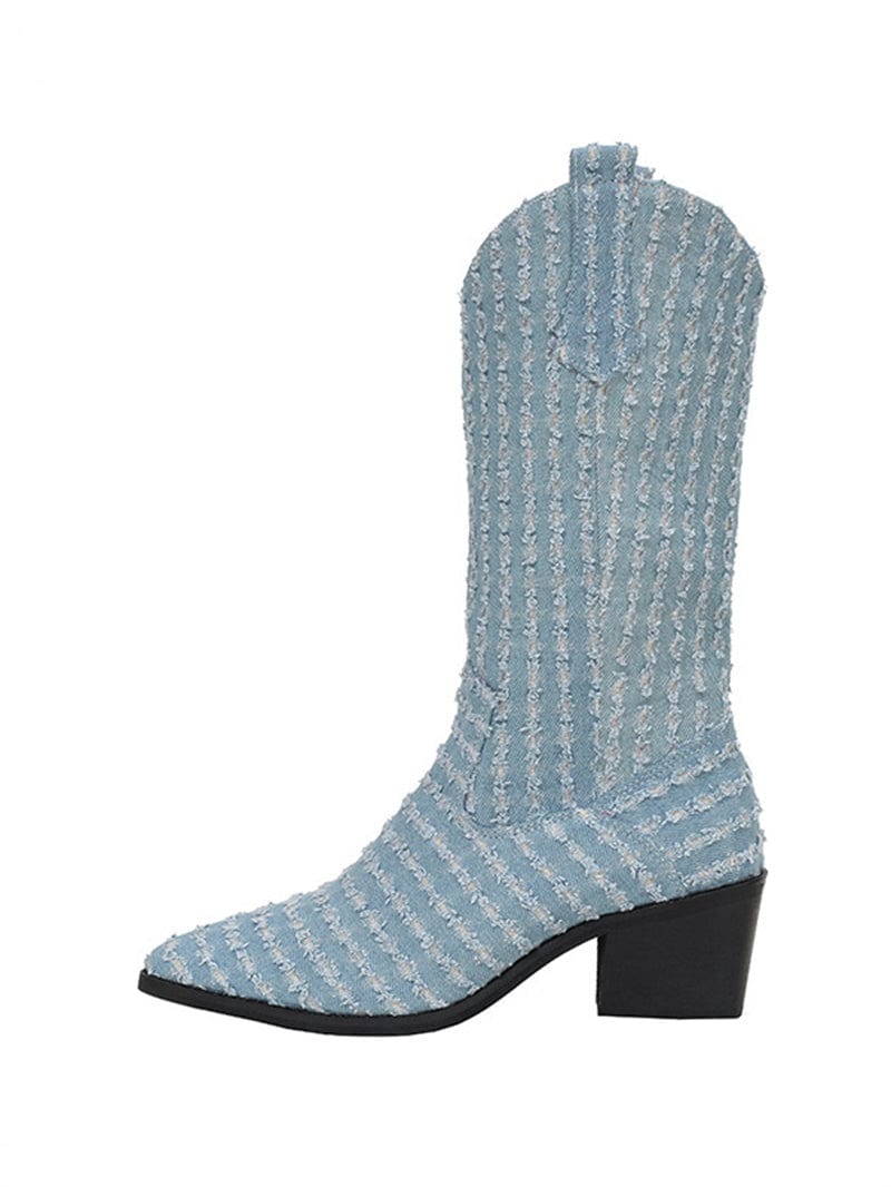 New Style Fashionable Autumn Winter Women Shoes Long Boots Cowgirl Denim High-Knee Ladies Jean Boots