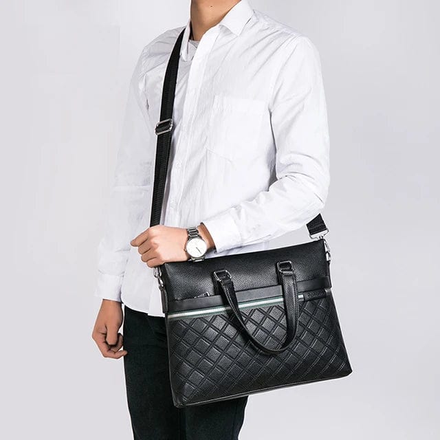 New style men's handbag PU leather business briefcase youth large-capacity zipper computer bag shoulder messenger men's bag