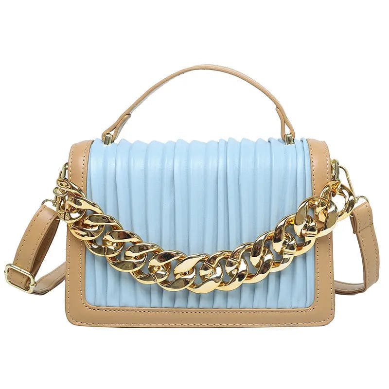 New Style Pleated Golden Acrylic Chain Small Square Texture Retro Flap Handbags