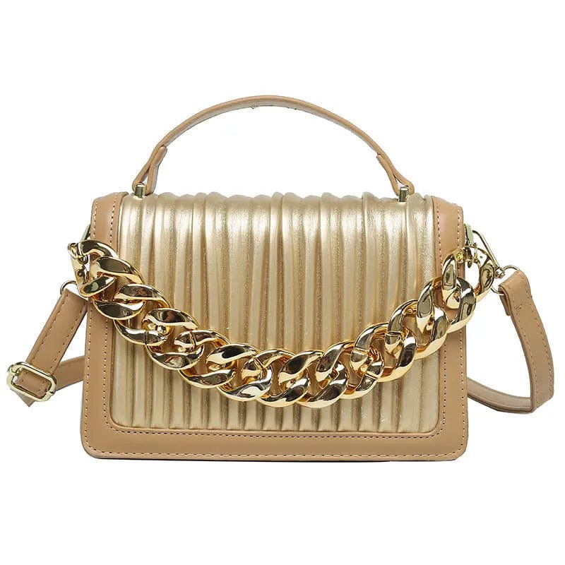 New Style Pleated Golden Acrylic Chain Small Square Texture Retro Flap Handbags