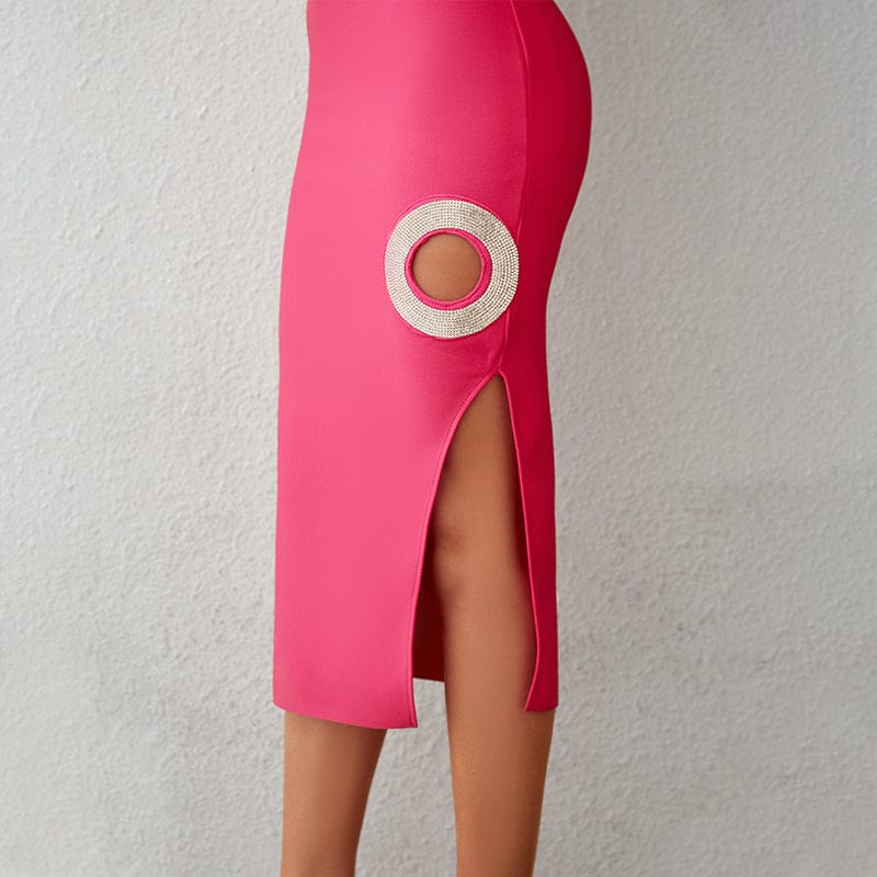 New Stylish Women Fashion Sexy Nightclub Bandage Dress V Neck Backless Bodycon Side Split Dresses