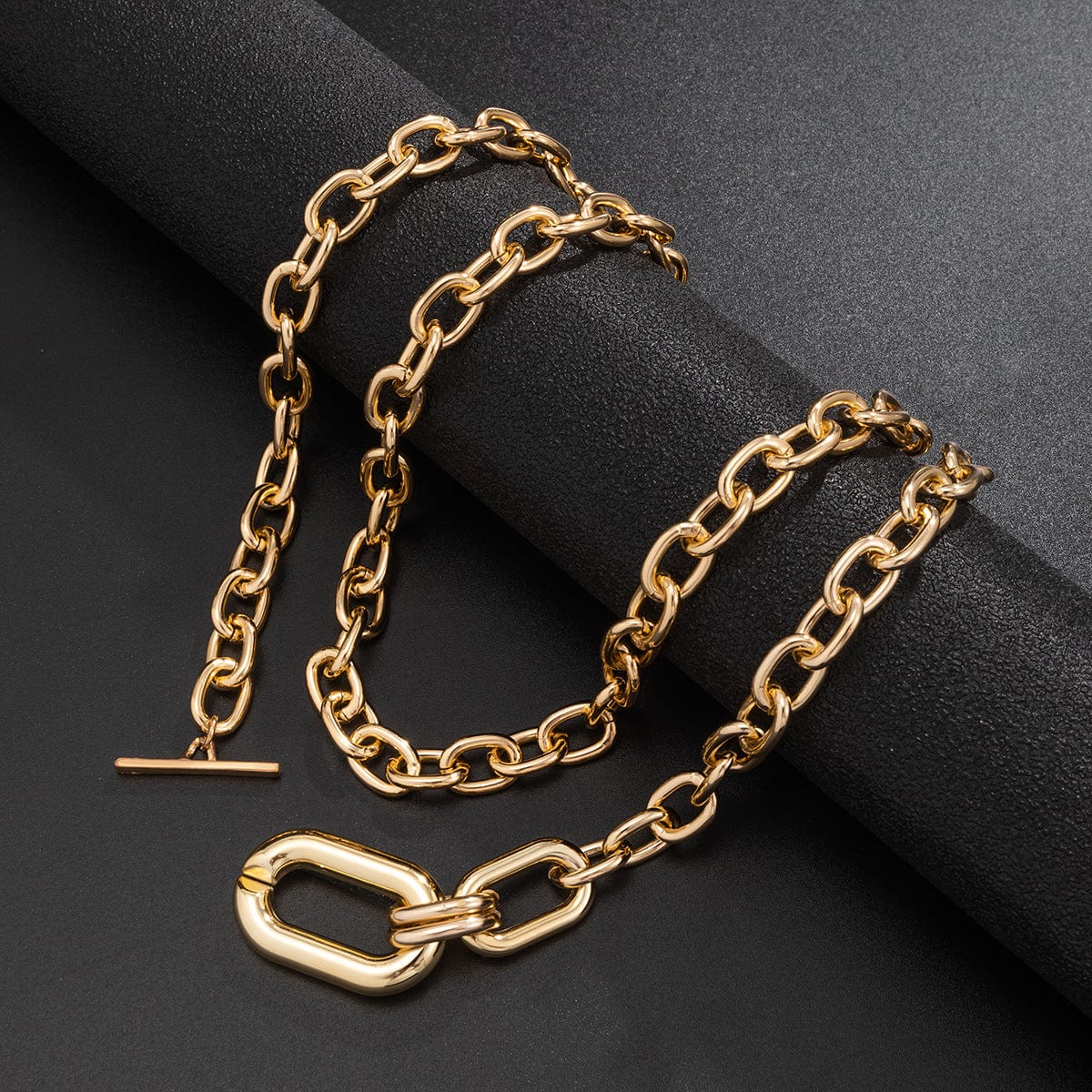 New Trendy Punk Hip Hop 18k Gold Plated Chunky Link Chain Choker Multi Layer Necklace For Women