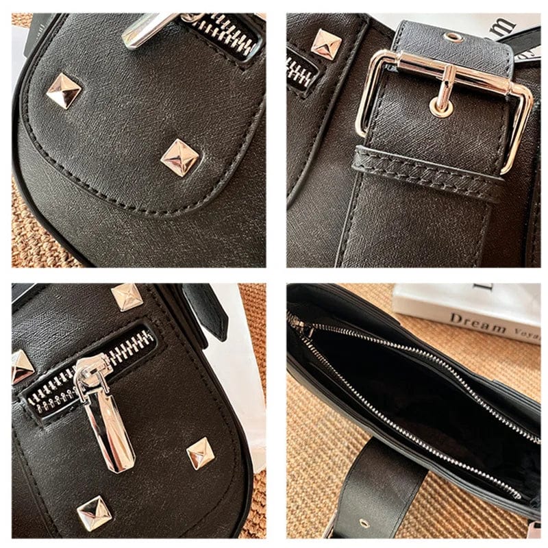 New Vintage Jeans Denim Rivets Half Moon Bag Luxury Brandy Women's Cowboy Shoulder Underarm Bag Y2K Cool Girls Crescent Handbag