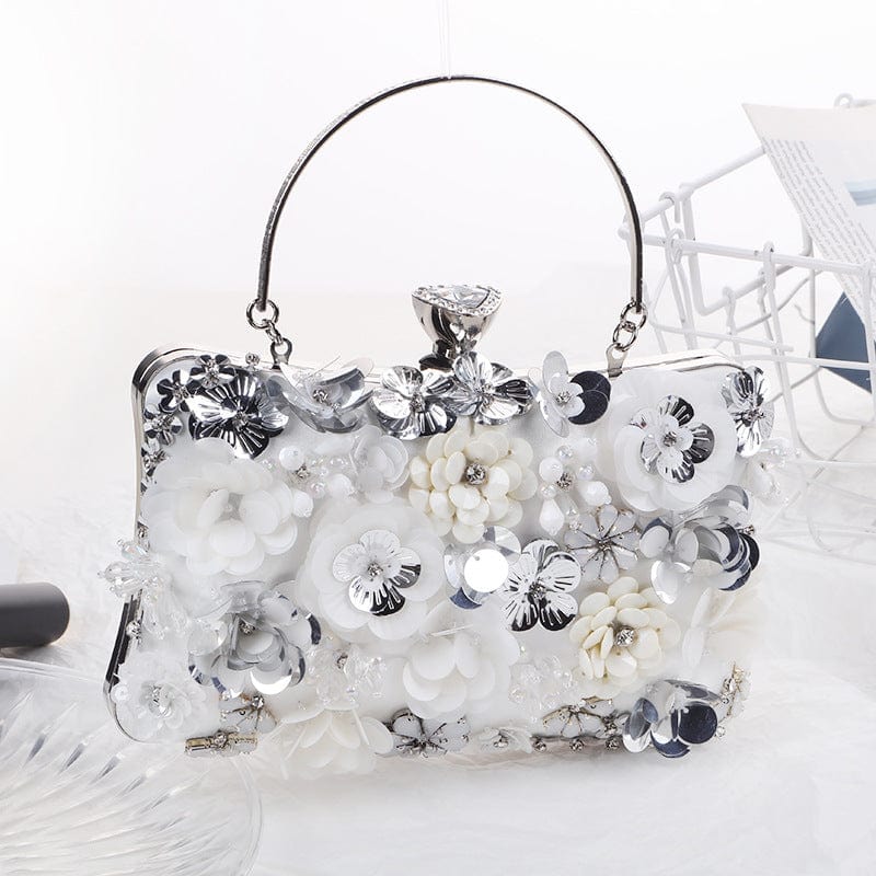 new white LOVEVOOK 2022 brand designer luxury Handmade flower evening bag women high quality crystal party wedding bride ladies clutch bag