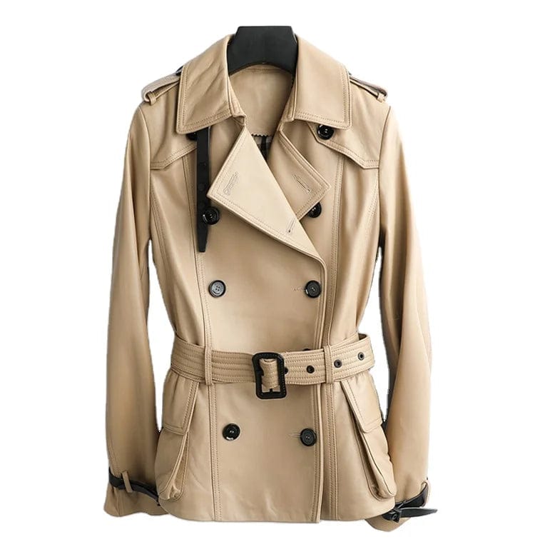 New women genuine sheep leather coat lady female real sheep skin belt Jacket fall/winter coats trench clothes CT015